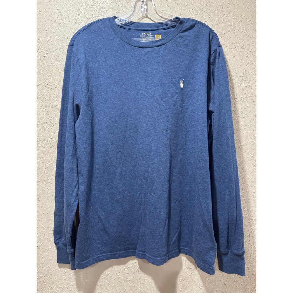 Polo Ralph Lauren Mens XL Heather Blue Long Sleeve Pony Logo T-Shirt‎ Crew Neck